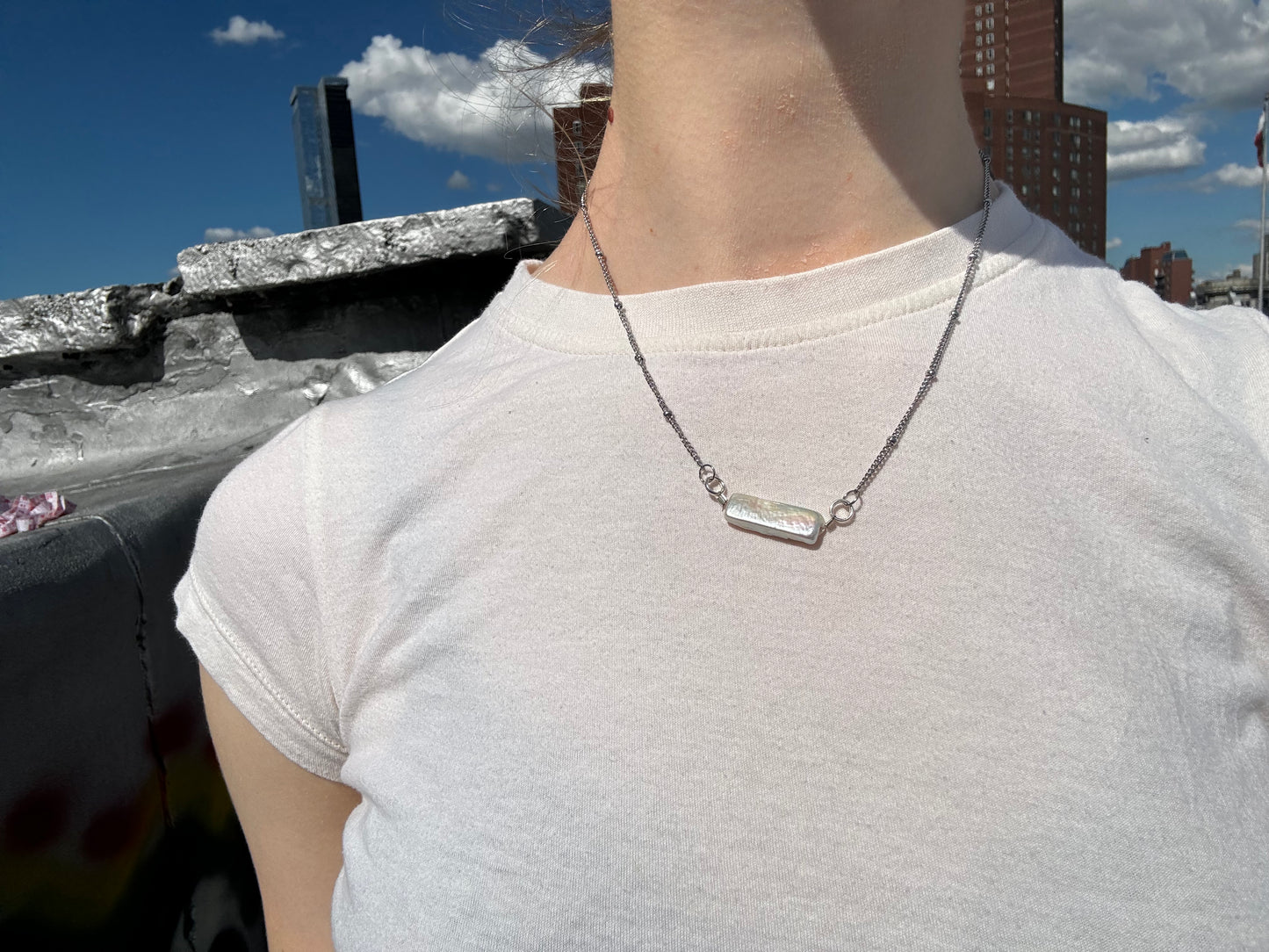 Rectangular Pearl Necklace